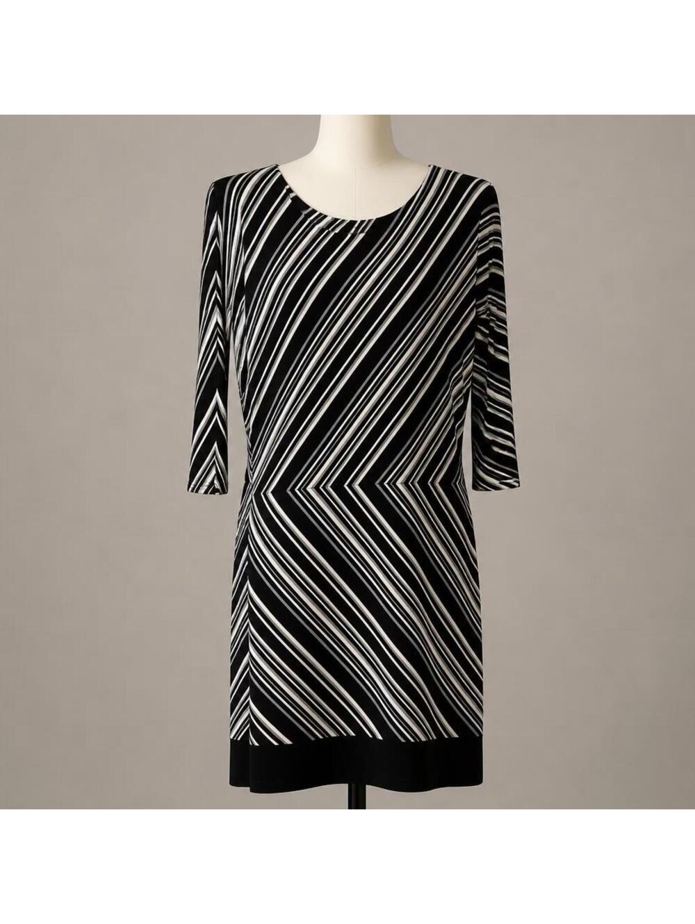 White House Black Market Black and White Striped Dress Medium